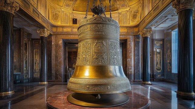 The grand Tsar Bell at the Kremlin, one of Russia's most famous historical artifacts.