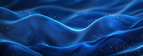Fototapeta premium Abstract Blue Waves with Glowing Particles