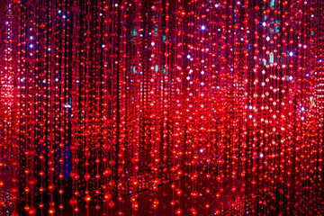 blur abstract of red led light bulbs pattern background.