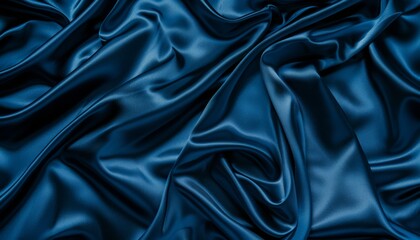 Fototapeta premium Midnight Elegance: Exquisite Dark Blue Silk Satin Background for Festive Designs