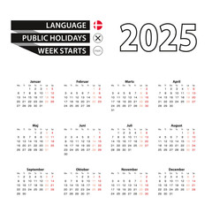 Calendar 2025 in Danish language, week starts on Monday.