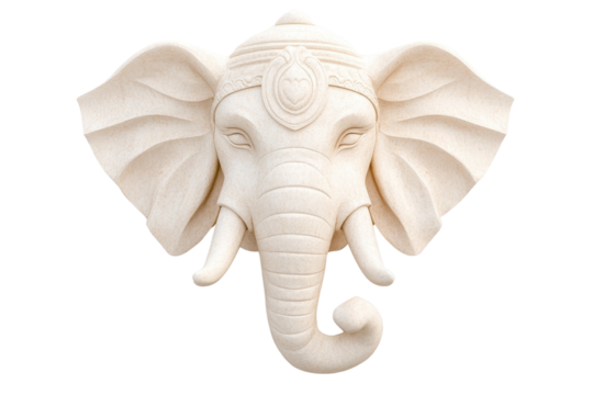Elegant white elephant sculpture, symbolizing wisdom and protection, perfect for decor or cultural design.