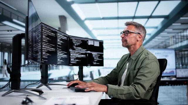 Web Developer Looking At Code