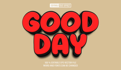 Editable 3d text style effect - Holiday Good Day  text effect Template