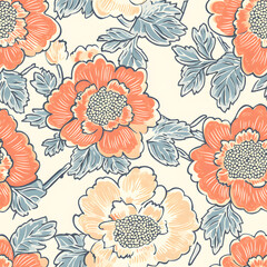 Japanese-style 2D illustrator doodle patterns for floor tiles and wallpaper