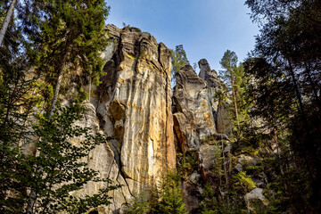 The rock town of Adrspach Weckelsdorf in the Braunau Mountains