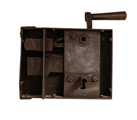 The old door lock on white, isolated