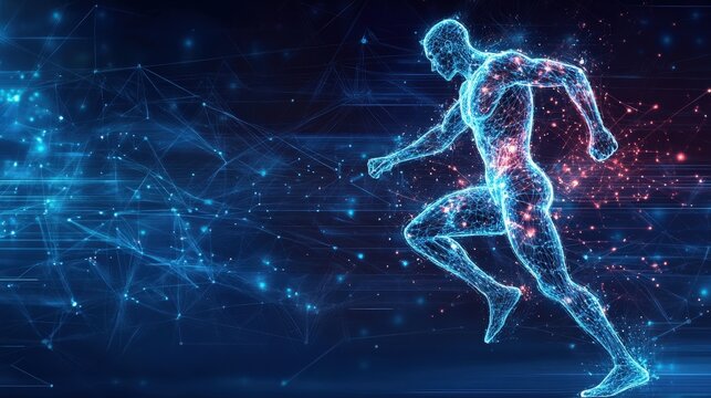 Exercise physiology and health care digital concept on copy space background with text area