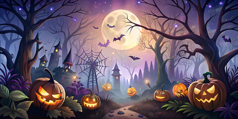 Fototapeta premium halloween background with pumpkins