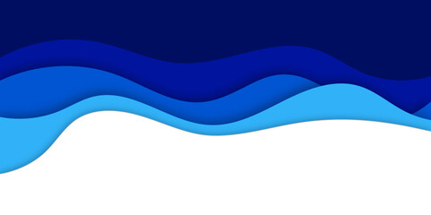 Blue papercut wavy water style background.