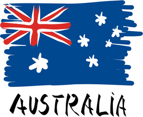 Australia national Flag. Hand drawn sketch minimal design. Perfect for template, banner, print, postcard, cover. Vector illustration