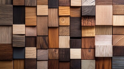 A vibrant array of wooden blocks showcasing diverse textures and colors in a seamless pattern, perfect for design projects.