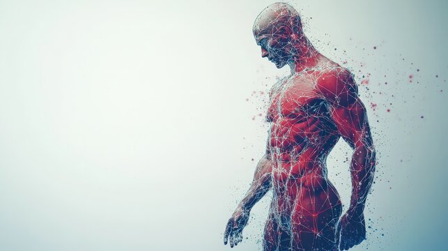 Health and fitness digital representation for physical activity on blank slate with text copy space