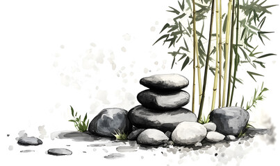 Japanese-style 2D illustrator doodle cartoon for floor tiles and wallpaper