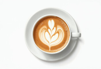 Close-up top view of cup of coffee illustration, cartoon	

