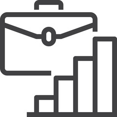 Simple vector growth business chart outline icon on white background