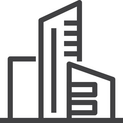 Simple vector officer tower in the city outline icon on white background