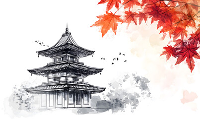 Obraz premium Japanese-style 2D illustrator doodle cartoon for floor tiles and wallpaper