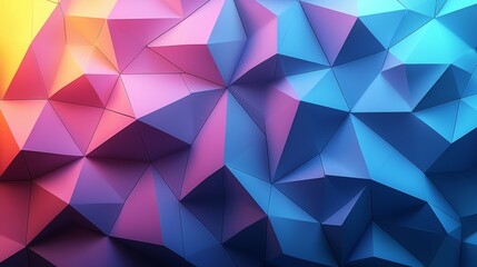Abstract geometric shapes with vibrant gradients in shades of pink, purple, and blue create a dynamic visual texture