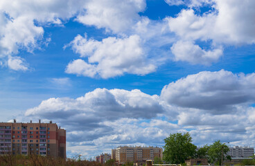 Beautiful sky and clouds over residential buildings