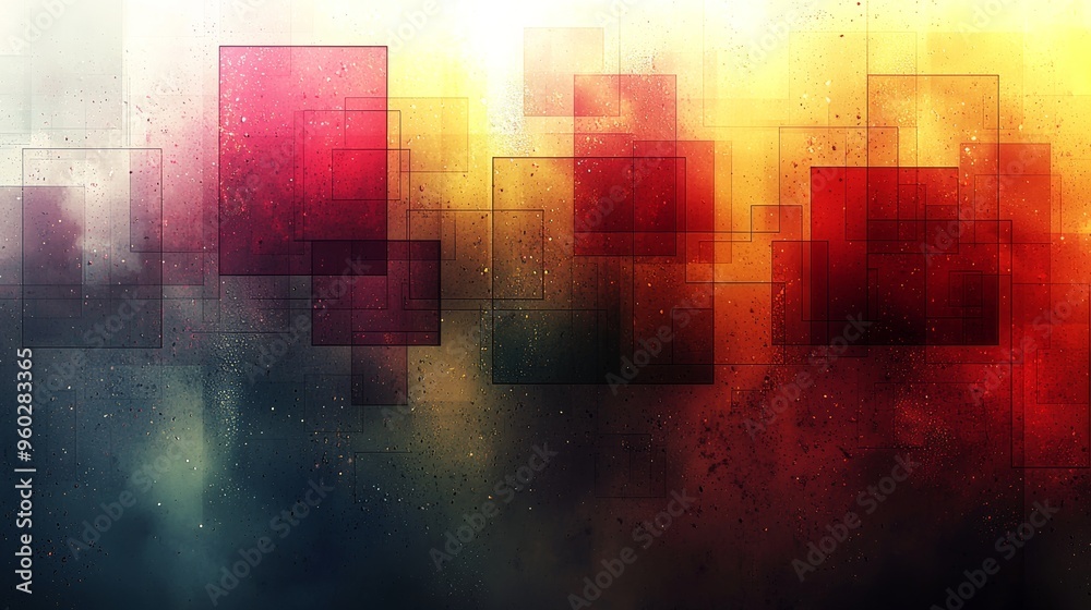 Poster abstract colorful geometric shapes with a gradient background creating a vibrant and modern art piec