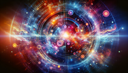 Obraz premium Vivid representation of a cosmic supernova explosion with vibrant colors.