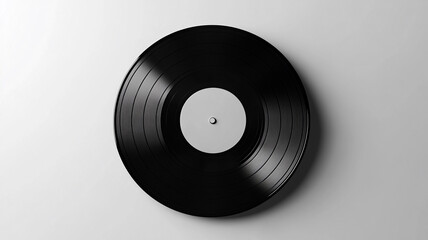 Obraz premium a black vinyl record on a white background, a mockup template for a design presentation