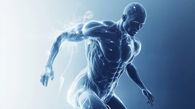 Health and fitness digital representation for physical activity on blank slate with text copy space