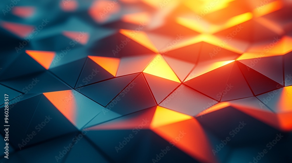 Poster a close-up view of glowing geometric patterns creating a dynamic visual effect in a captivating digi