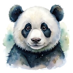 Obraz premium watercolor panda bear with bamboo
