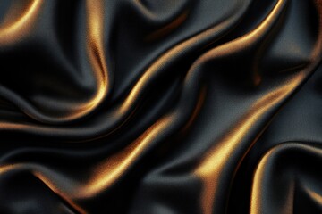Fototapeta premium Elegant black satin fabric with gold sheen. Perfect for luxurious designs, presentations, and fashion.