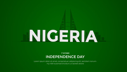 Happy Independence Day Nigeria Social Media Post and Flyer Template. 1st October - Nigeria Independence Day Celebration Greeting Card with Text and Nigeria Flag Vector Illustration