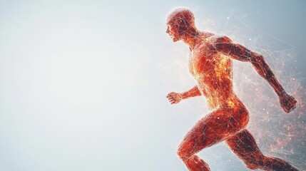 Exercise physiology and health promotion digital visualization on copy space background with text area