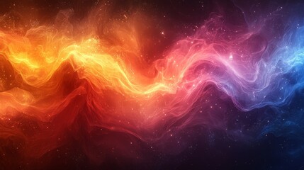 Obraz premium Vibrant swirls of orange and purple colors in a cosmic background create an ethereal atmosphere resembling deep space at night
