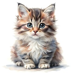 Obraz premium watercolor kitten on white background