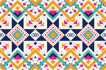 Geometric ethnic oriental seamless pattern traditional design. Design for background, carpet, wallpaper, clothing. Vector illustration. embroidery style. Abstract background. Boho motif.