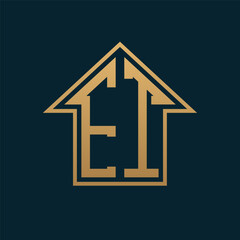 Luxury ET House Logo - Elegant Gold Letter ET on Dark Background for Premium Real Estate