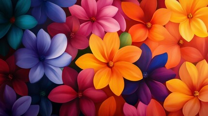 Obraz premium Vibrant floral background featuring colorful flowers in a harmonious mix of hues, perfect for enhancing any design project.