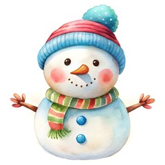 watercolor snowman on a white background