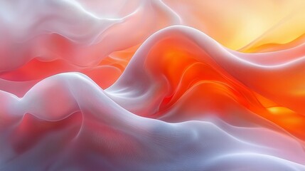 Obraz premium Soft layers of translucent fabric in vibrant orange and red tones creating a warm and inviting atmosphere during evening light