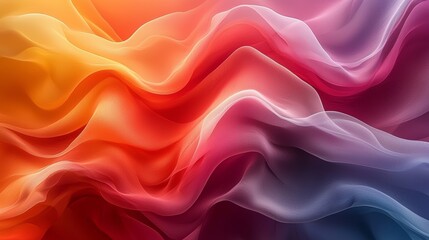 Fototapeta premium Colorful flowing waves of fabric create a vibrant abstract composition in warm and cool tones during bright sunlight