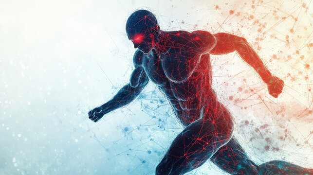 Athlete movement analysis demonstrating physical prowess on copy space background with blank slate