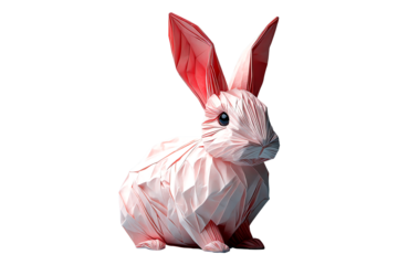 Rabbit, showcasing vibrant colors and geometric shapes for modern art enthusiasts, isolated on transparent background.