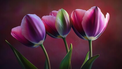 Obraz premium Tulip beauty pink flower darkness blurred background