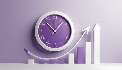 A clock and bar graph symbolizing time management and growth.