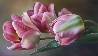Obraz premium Tulip beauty pink flower darkness blurred background