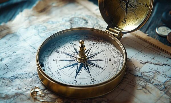 Vintage Compass on a Map