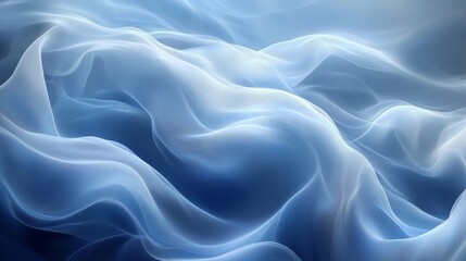 Obraz premium Soft blue fabric waves gently flowing, creating a serene and tranquil atmosphere in a dreamy backdrop