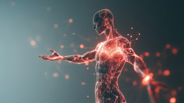 Health and fitness digital representation for physical activity on blank slate with text copy space