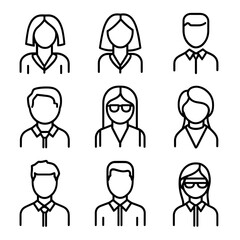 User profile icon set. Profile, people silhouette, person, avatar, sign up button vector collection